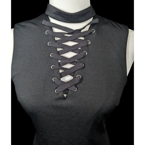 Fate by LFD Gothic Corset Neck Mini Bodycon Dress Size Small - Picture 3 of 12